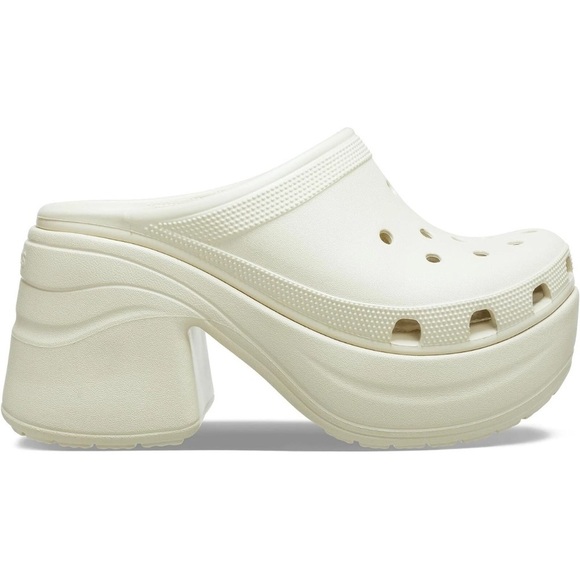 New Crocs Siren Clog Platform Block High Heels Bone/White Slip On Womens Size 12 - Picture 2 of 14